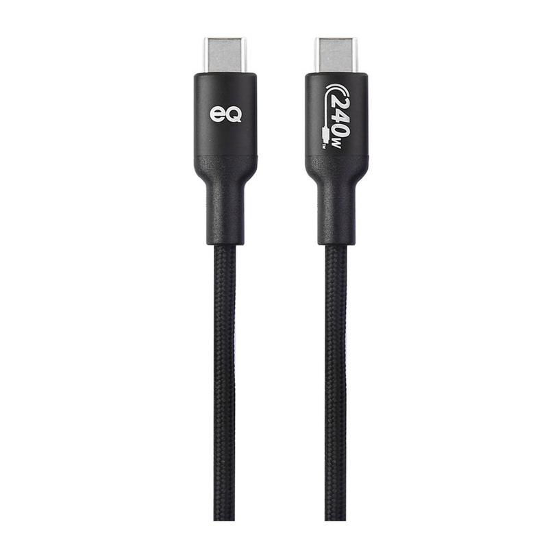 كابل شحن إي كيو من يو إس بي-سي إلى يو إس بي-سي، مضفّر، 1 متر، EQ-CC139A-BLK – أسود
