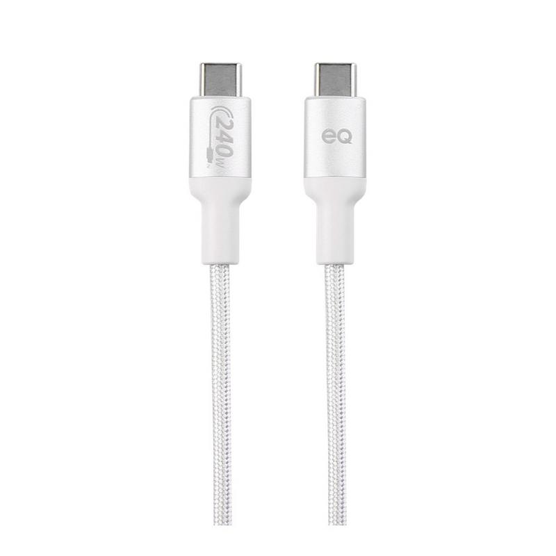 كابل شحن إي كيو من يو إس بي-سي إلى يو إس بي-سي، مضفّر، 1 متر، EQ-CC139A-WHT – أبيض